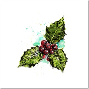 Mistletoe illustration Posters and Art